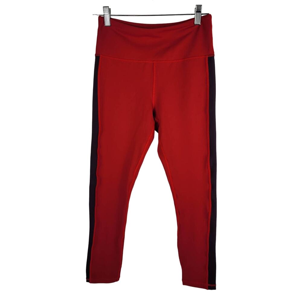 Zyia Active Red Gray Side Stripe Athletic Athleisure Women's Leggings 6-8